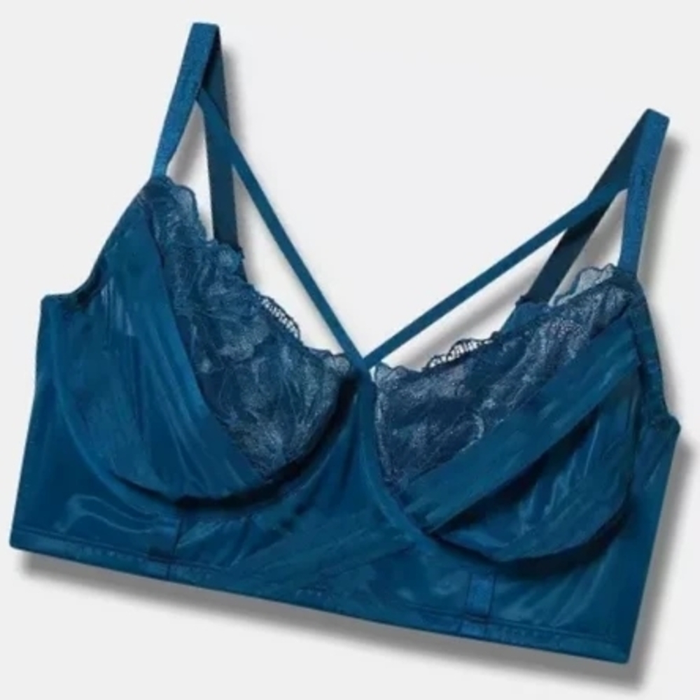 Striped Mesh Elastic Longline Cutout Bra